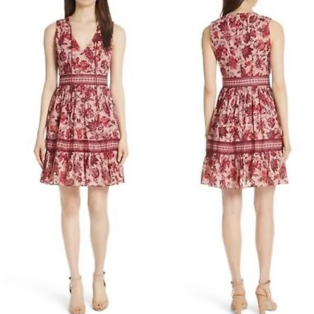 Kate Spade New York Sleeveless Paisley Blossom Dress Conch Shell Womens Sz 6
